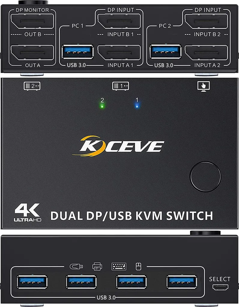 Commutateur KVM Double Moniteur : Éliminez vos Câbles et Gérez 2 PC DP