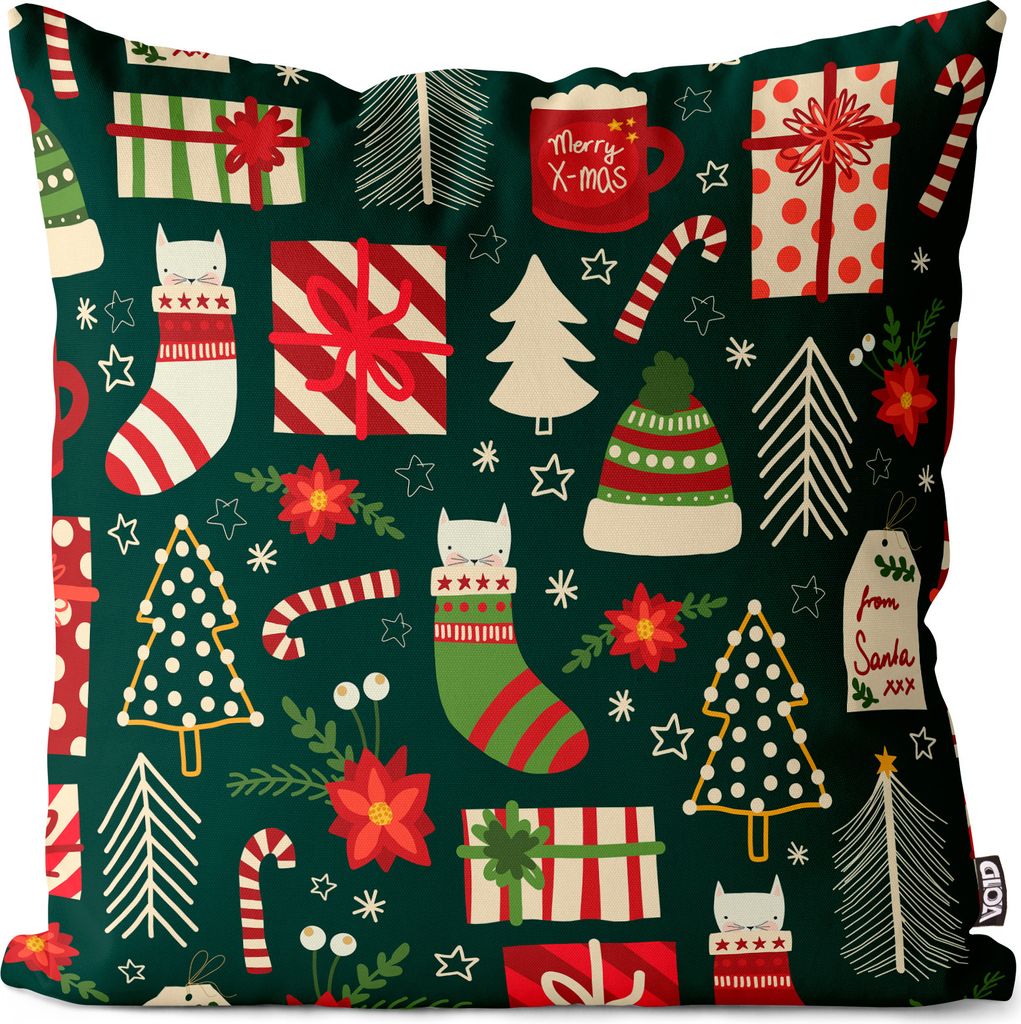 VOID Weihnachten Geschenke Katze Kissenbezug Kissenhülle Sofakissen Kissen Deko Outdoor-Kissen Dekokissen
