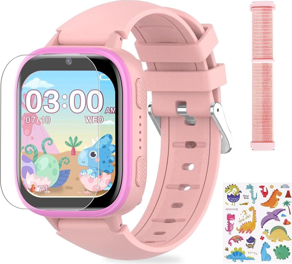 Kinder Smartwatch mit Anruffunktion,31 Puzzlespielen, Multifunktionale Smartwatch für Kinder, Jungen und Mädchen(Rosa)