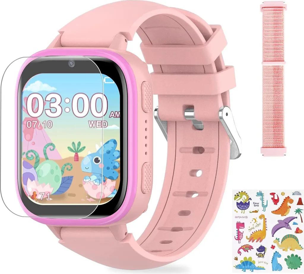 Smartwatch enfant multifonction rose avec 31 jeux et mode appel SOS