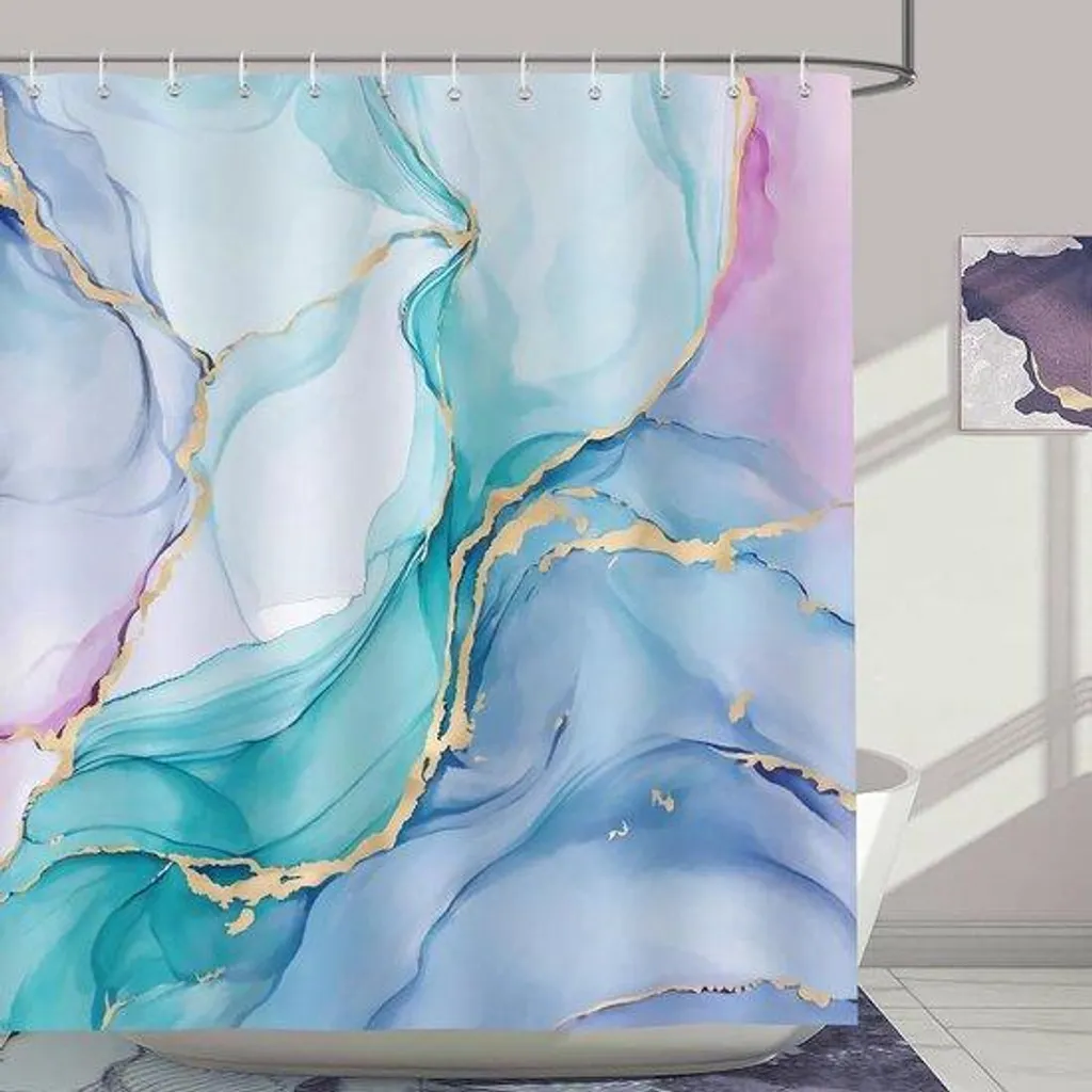 Rideau de douche lavable marbre abstrait contre les moisissures 180cm
