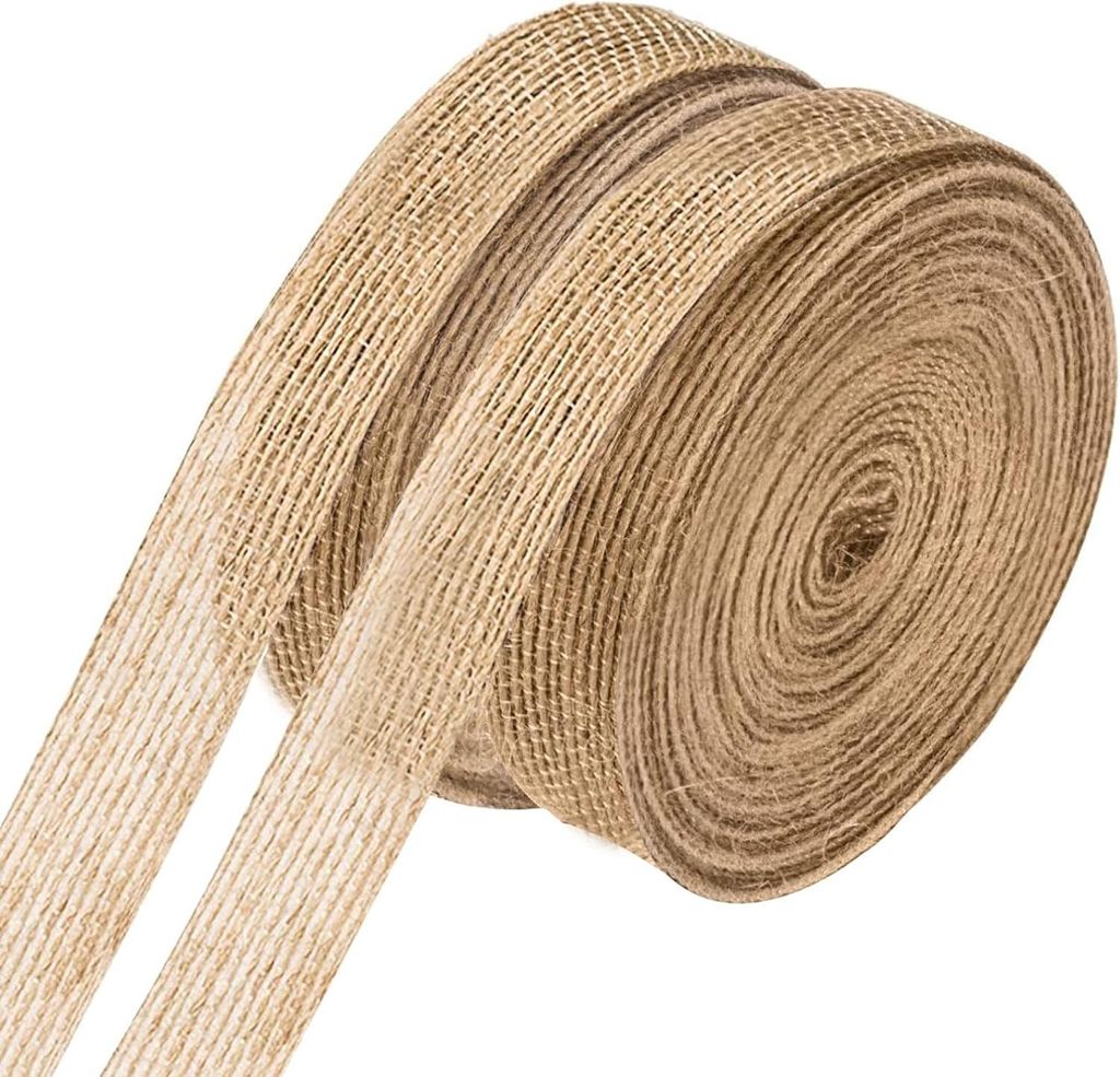 Juteband 2cm Breit 20m Burlap Band Vintage Sackleinen Geschenkband Deko Juteband Jahrgang für DIY Handwerk Dekoration 2 Rollen