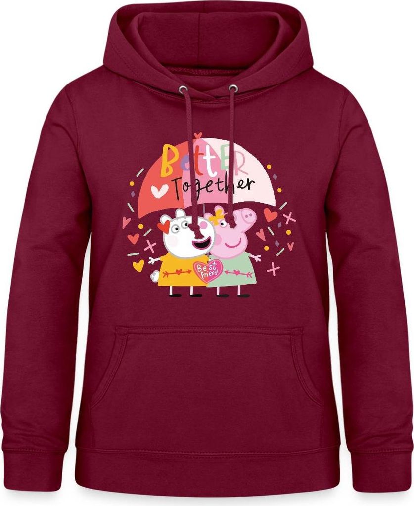 Spreadshirt Peppa Wutz Und Luzie Locke Better Together Damen Hoodie, L, Bordeaux