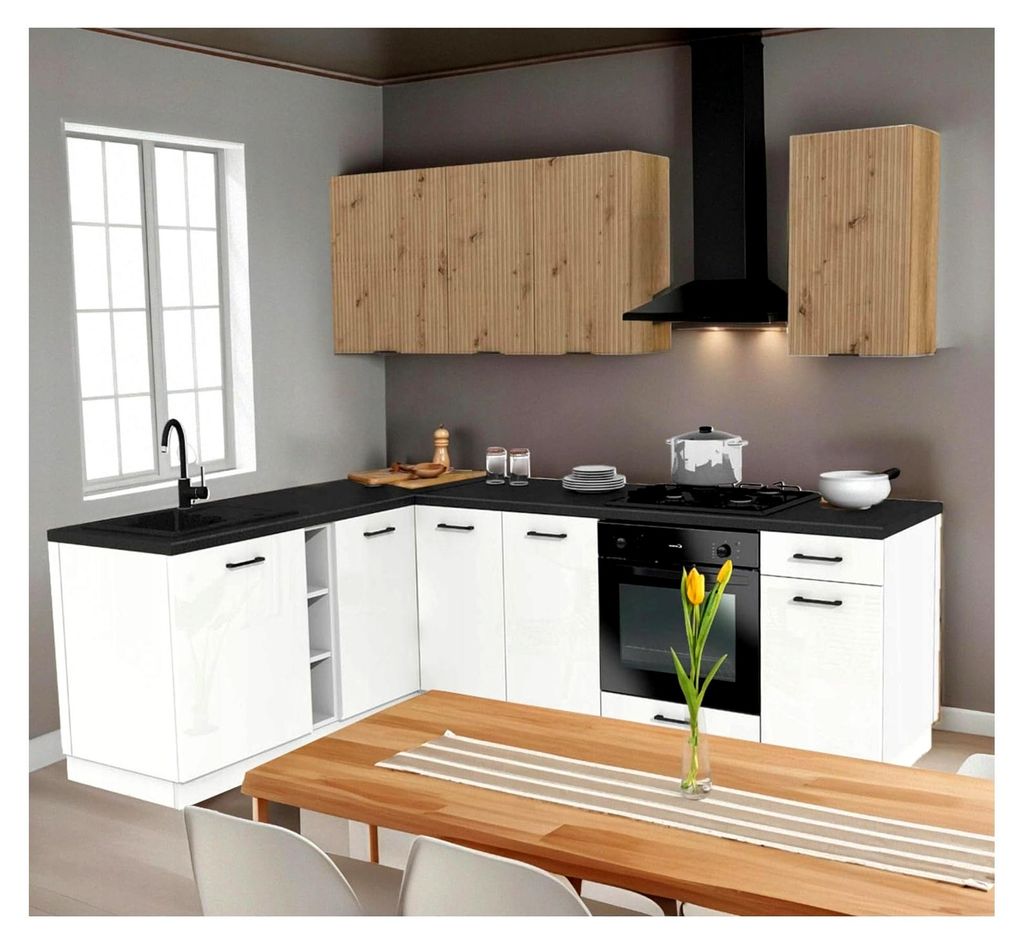 Spülenunterschrank Capri 80x72x48,5 cm - Küchenschrank unter Spüle - zweitürig - mit Soft-Close Scharnieren - stabiler Küchenmöbel - Bausatz ...