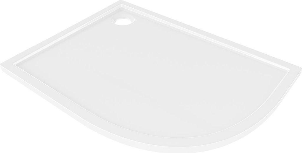 Mexen Flow asymmetrische, halbrunde, flache Duschwanne links 90 x 80 cm, weiß glänzend - 46Q108090L