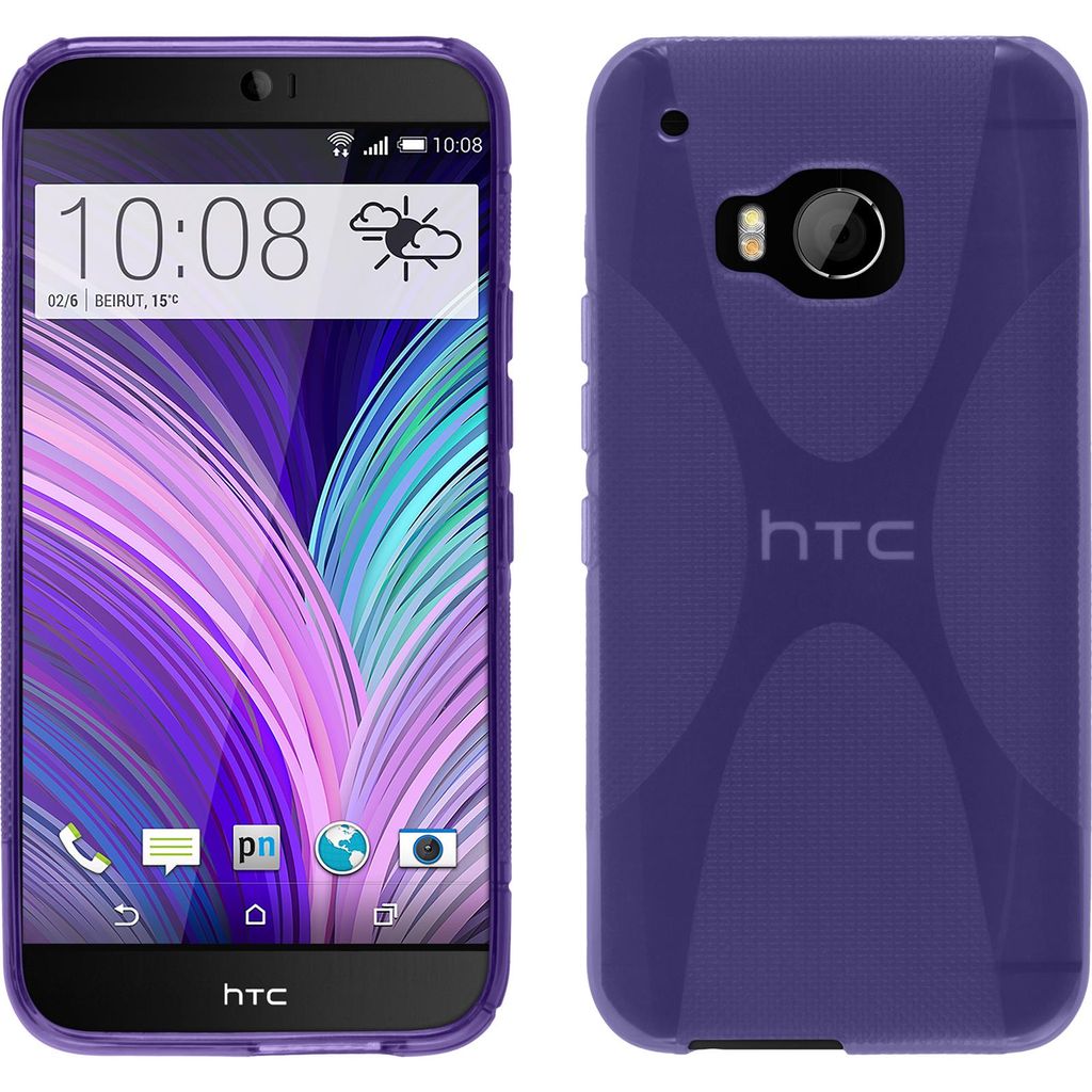 PhoneNatic Case kompatibel mit HTC One M9 - lila Silikon Hülle X-Style + 2 Schutzfolien