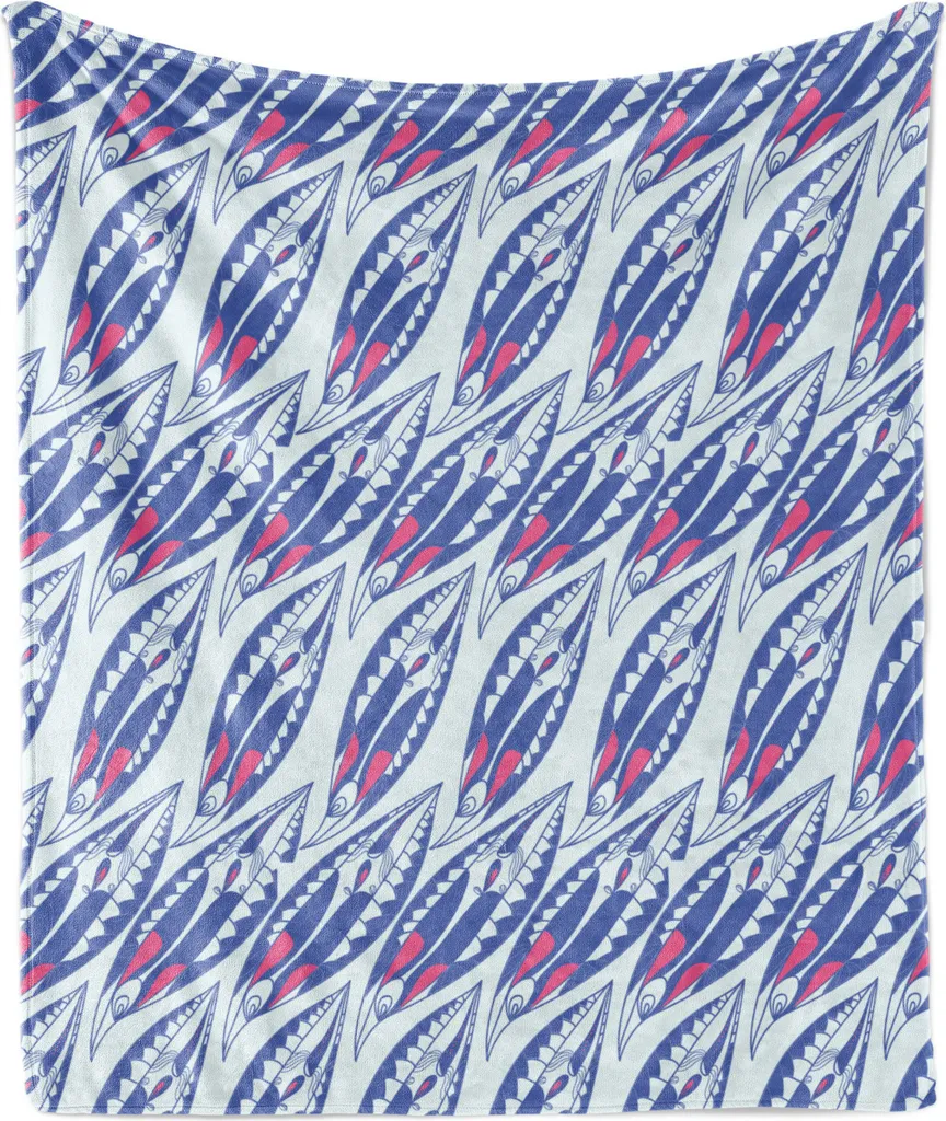 Coperta ABAKUHAUS Arte Indigena - Plaid Pile 175x230 Blu Corallo