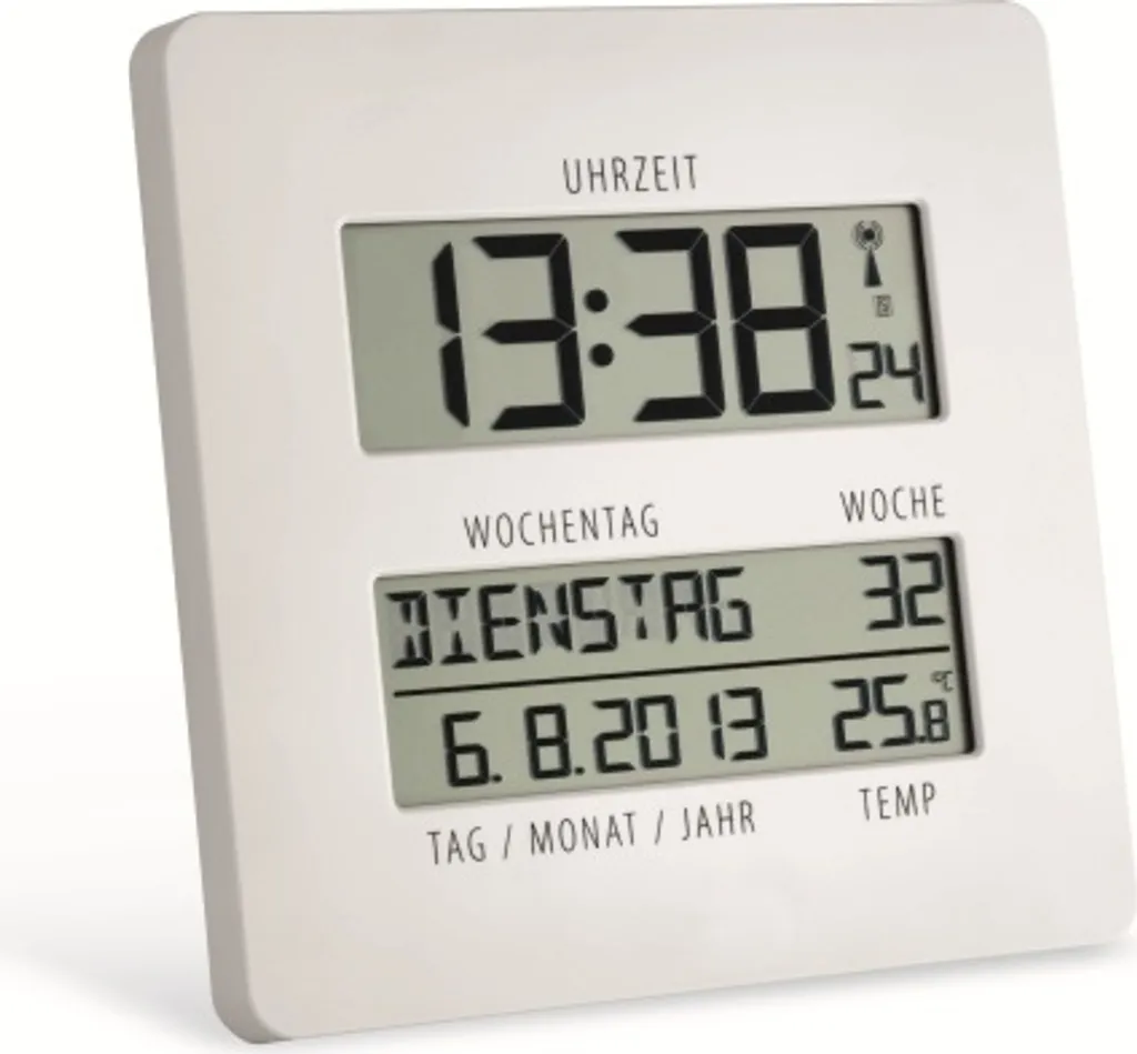 Grande horloge murale numérique radiopilotée avec calendrier complet TFA