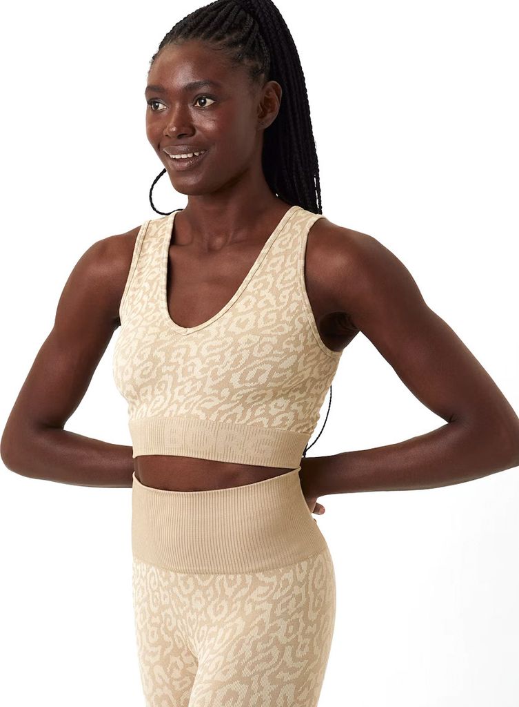 Björn Borg Björn Borg Sthlm Seamless Light Crop Top Beige - Nahtloses und schnell trocknendes Damen Sport Top Größe M/L