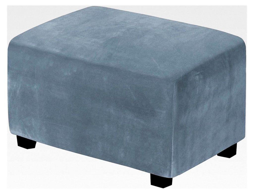 Ottoman Schonbezug, Rechteckiger Hocker, Quadratischer Hockerbezug, Hockerhusse für Fußhocker, Waschbarer Hockerüberzug (Stone Blue, Groß)