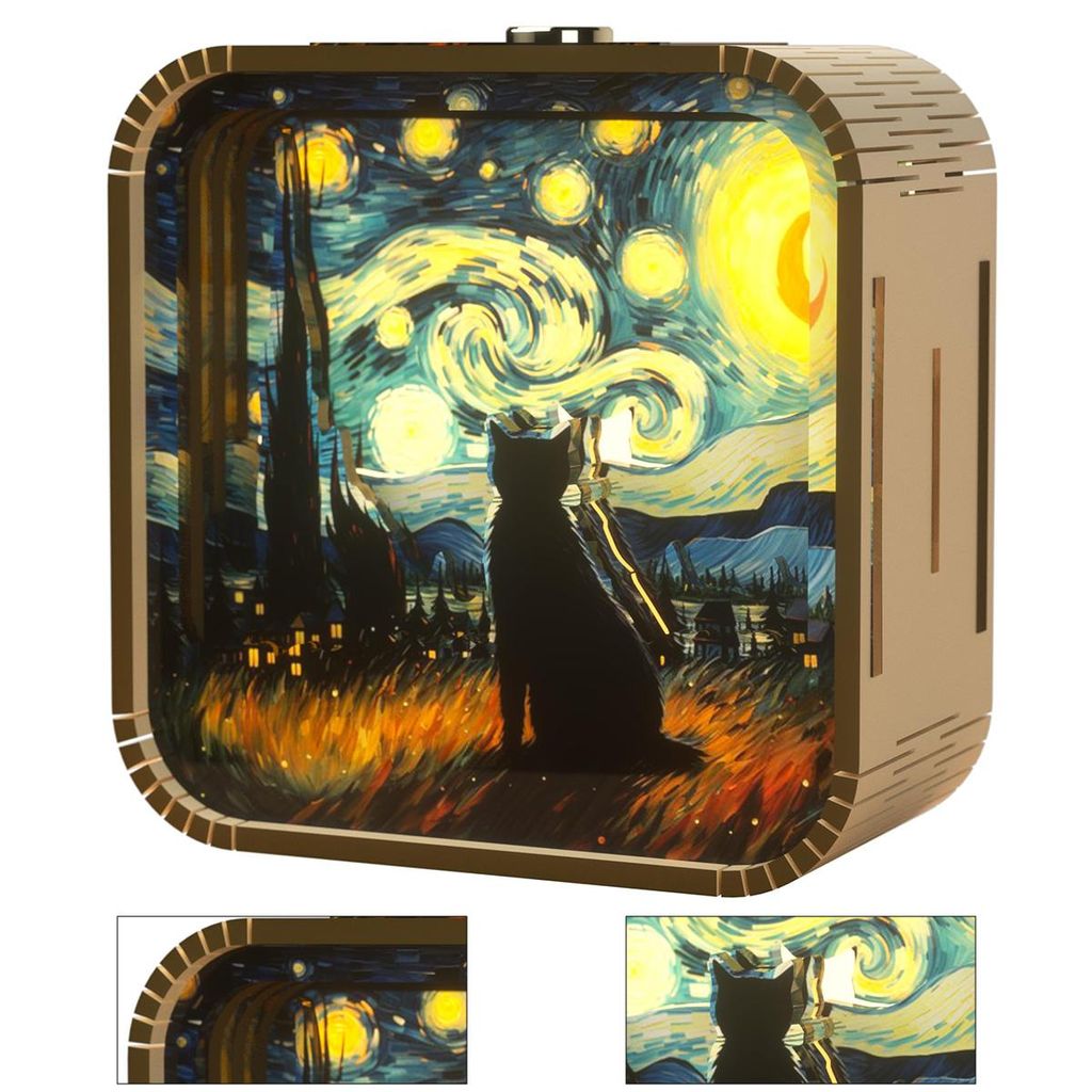 3D Holzpuzzle Nachtlicht Bausätze, DIY LED Leuchten, batteriebetriebene Lampen, dimmbar, wiederaufladbar, für Kinderzimmer, Schlafzimmer, Babyzimmer