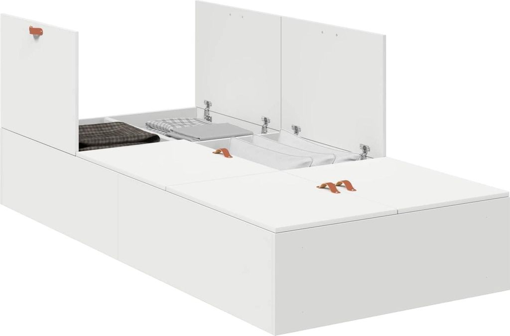 Aufbewahrungsbettgestell Weiß 90 x 200 cm Holzwerkstoff