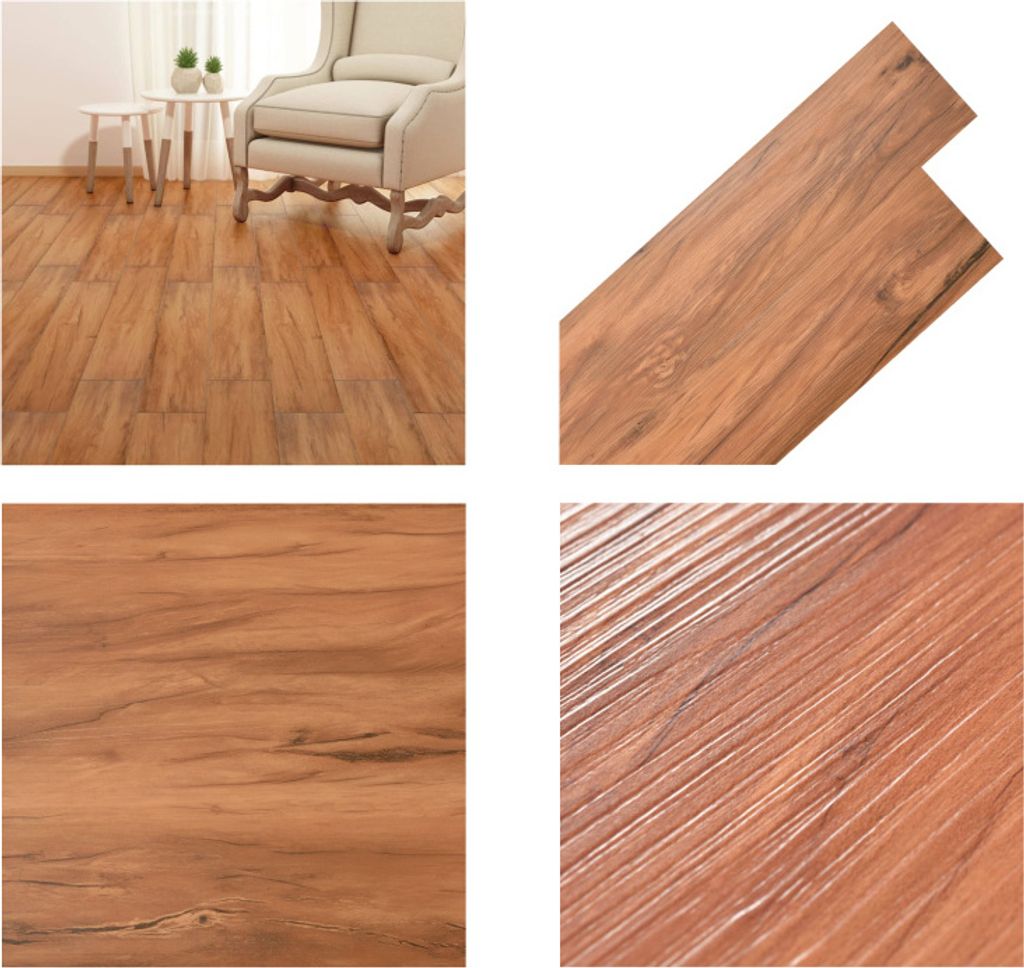 vidaXL PVC Fliesen Selbstklebend 5,21 m² 2 mm Ulme Natur - PVC Bodenbelag - PVC Dielen - PVC Laminat - Laminatfußboden