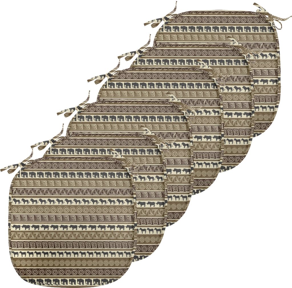 ABAKUHAUS Safari Polster für Esszimmerstühle, Afrika Theme Stripes Tiere, Dekoratives wasserfestes Kissen mit Riemen für Küchensitze, 40 cm x 4...