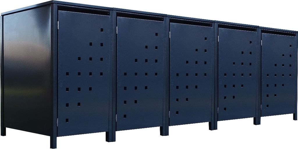 5 Tailor Mülltonnenboxen Basic für 120 Liter Tonne Stanzung 3 komplett Anthrazit