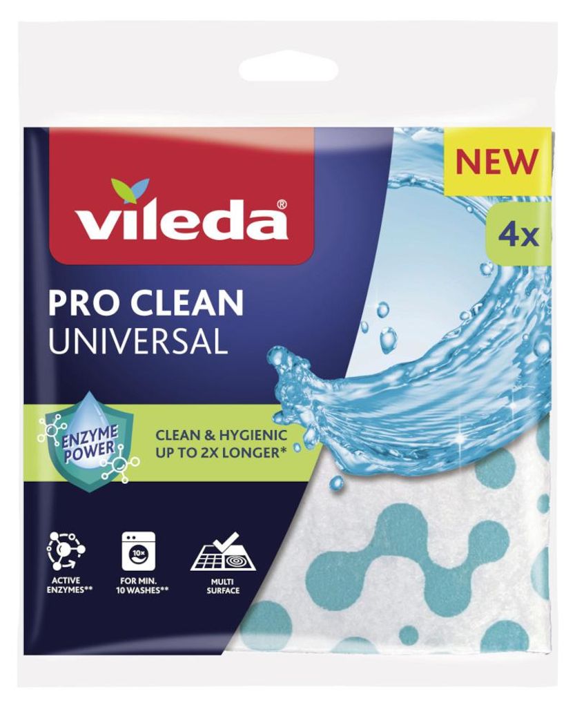 Universal cloth with enzymes Vileda Pro Clean 4 pcs. Immagine del prodotto 