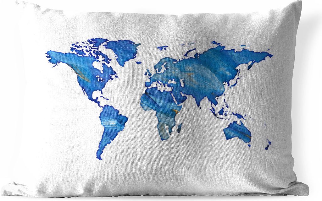 MuchoWow® Outdoor Kissen - Weltkarte - Aquarell - Produktbild 
