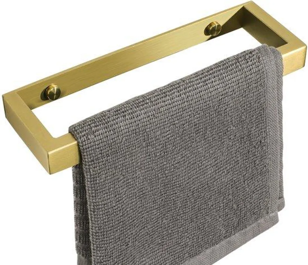 Porte-serviettes mural 20 cm en acier inox doré - Fixation adhésive
