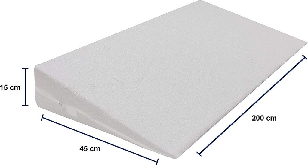 Dibapur Keilkissen mit Aloe Vera Bezug (B 200 x T 45 x H 15 / 1cm) Matratzen Matratzenkeil Matratzenerhöhung Hochlagerungskeil fürs Bett Matrat...