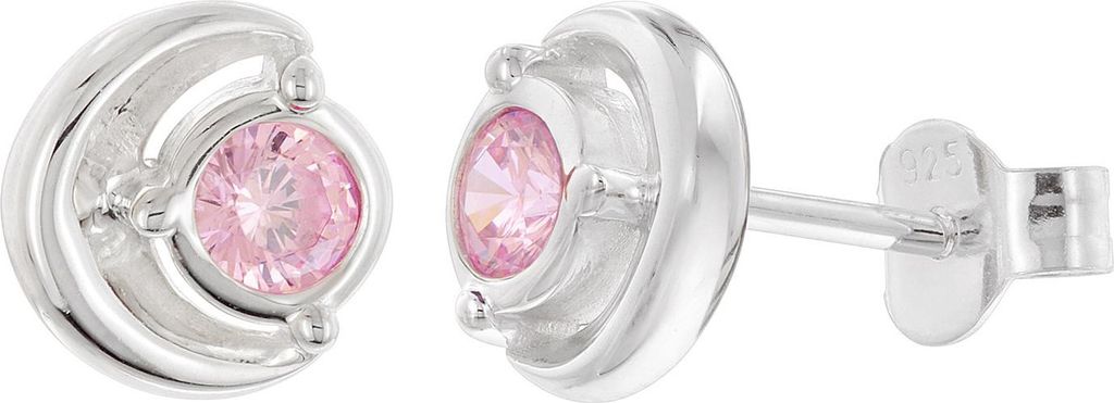 trendor 21422-09 Damen Ohrringe 925 Silber Ohrstecker Zirkonia Pink