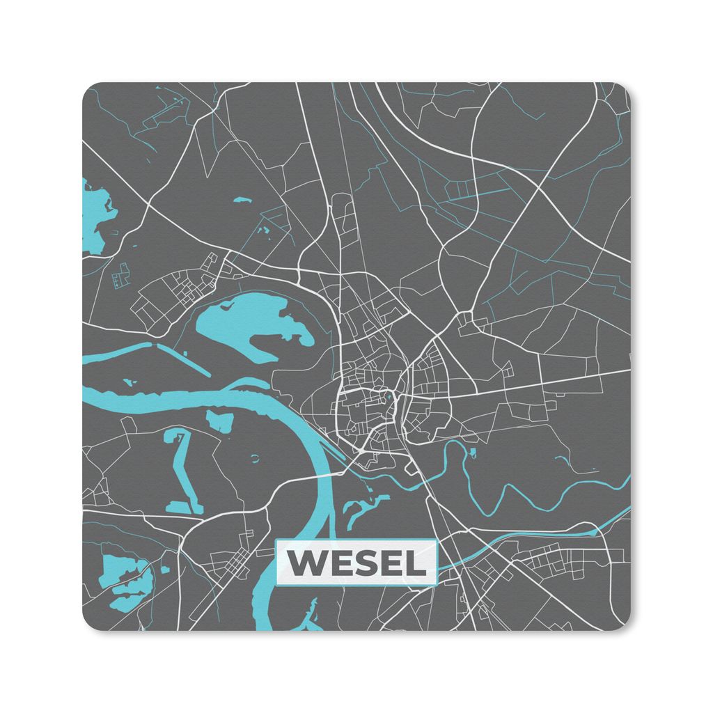 MuchoWow Mauspad Mousepad Deutschland - Blau - Wesel - Stadtplan - Karte 30x30 cm - Mousepads - Maus Mat - Pad - Mausunterlage - Gaming