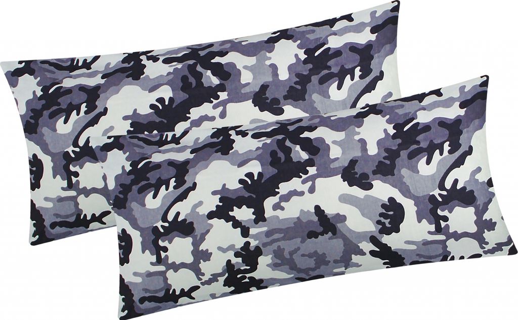 Renforcé Kissenbezug - 2er Set in 40x80cm - Camouflage - Kopfkissen-Bezug, Kissenhülle, Dekokissenbezug aus 100% Baumwolle (KY-200-3-40x80)