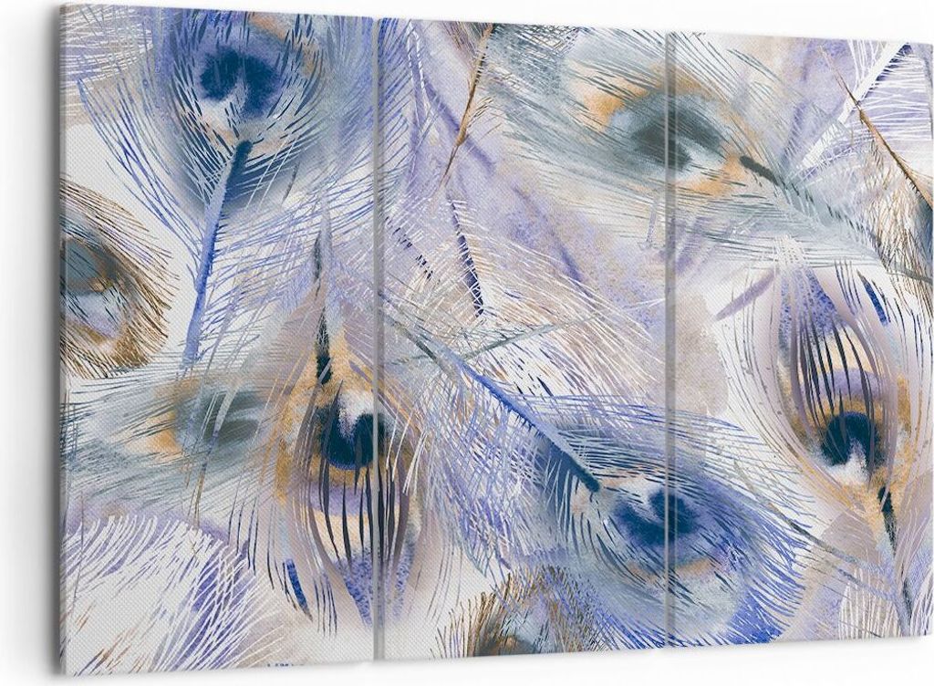 Bild auf Leinwand - Leinwandbild - Pfau Feder modern - 105x70cm - Wand Bild - Wanddeko - Wandbilder - Leinwanddruck - Bilder - Kunstdruck - Wanddek...
