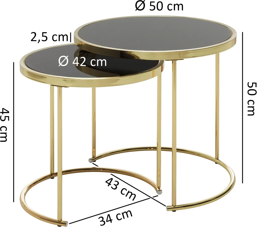 Table d'appoint noir et or chic en métal modèle CORA premium - 4