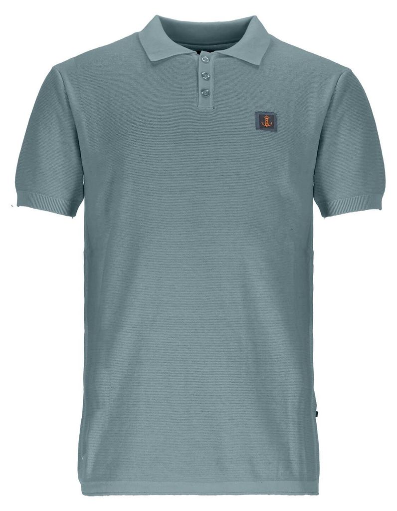 Leitfeuer Herren Strick-Poloshirt linksgestrickt - Kurzarm-Shirt mit Polokragen aus Baumwolle in Rauchblau Größe XXL