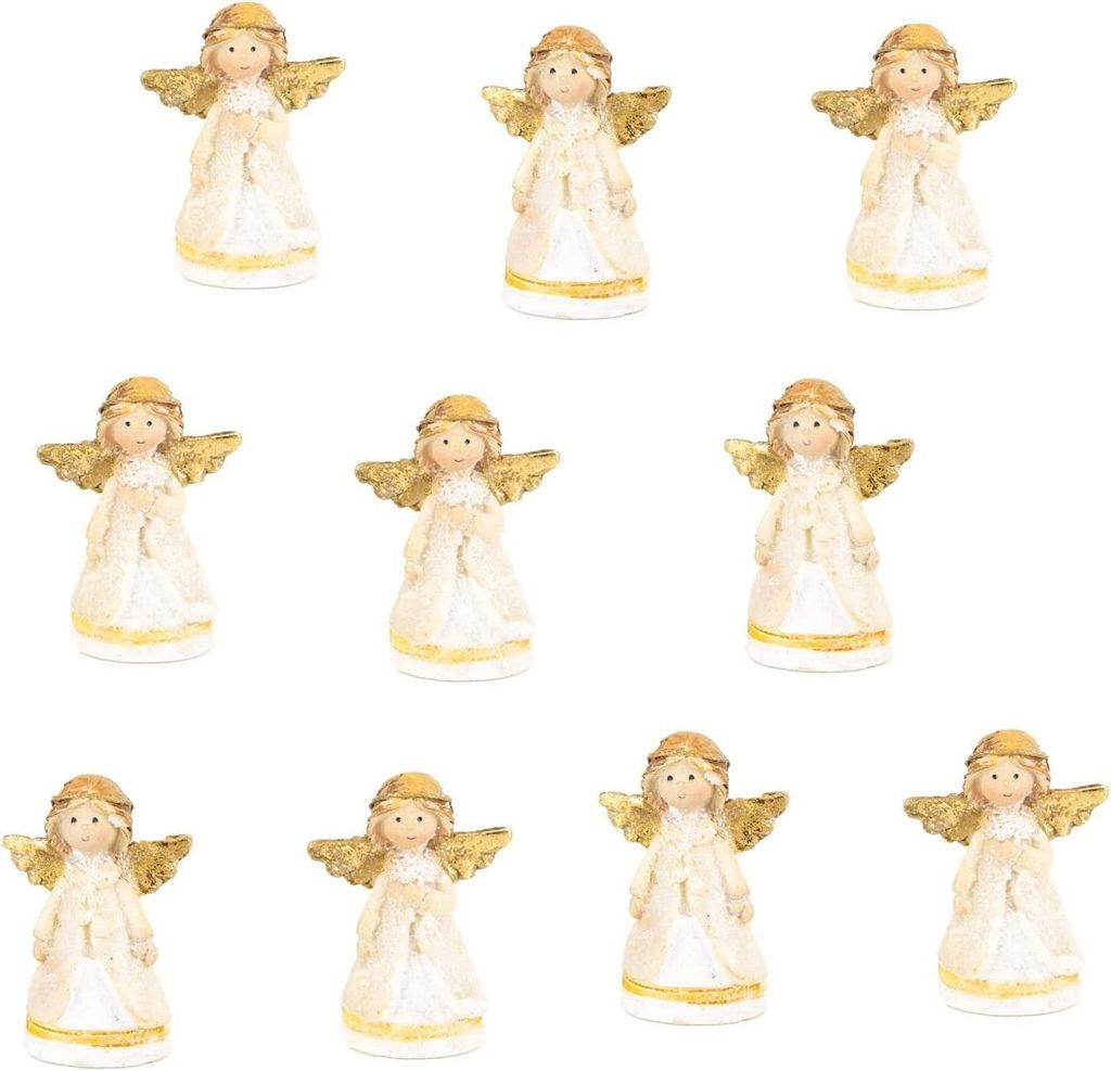 10 kleine Engel Figuren gold - Schutzengel Glücksbringer