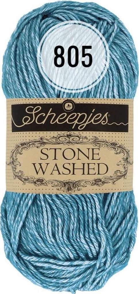 Scheepjes Stone Washed 805 Baumwollmischgarn 50 g 130 m Farbe Blau Apatit Häkelgarn