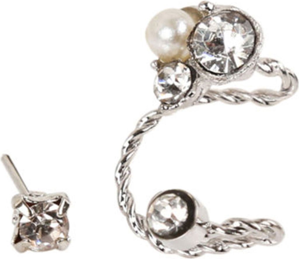 1 Set Ohrringe Strass Faux Perle Legierung Exquisite Ohrclip Ohrstecker für Frauen-Silber