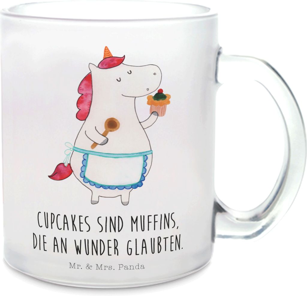 Mr. & Mrs. Panda Pott Einhorn Küche - Transparent - Geschenk, Träumen, Torte, Motivation, Teetasse, Glasbecher, Kuchen, Einhörner, Haferl, Unico...