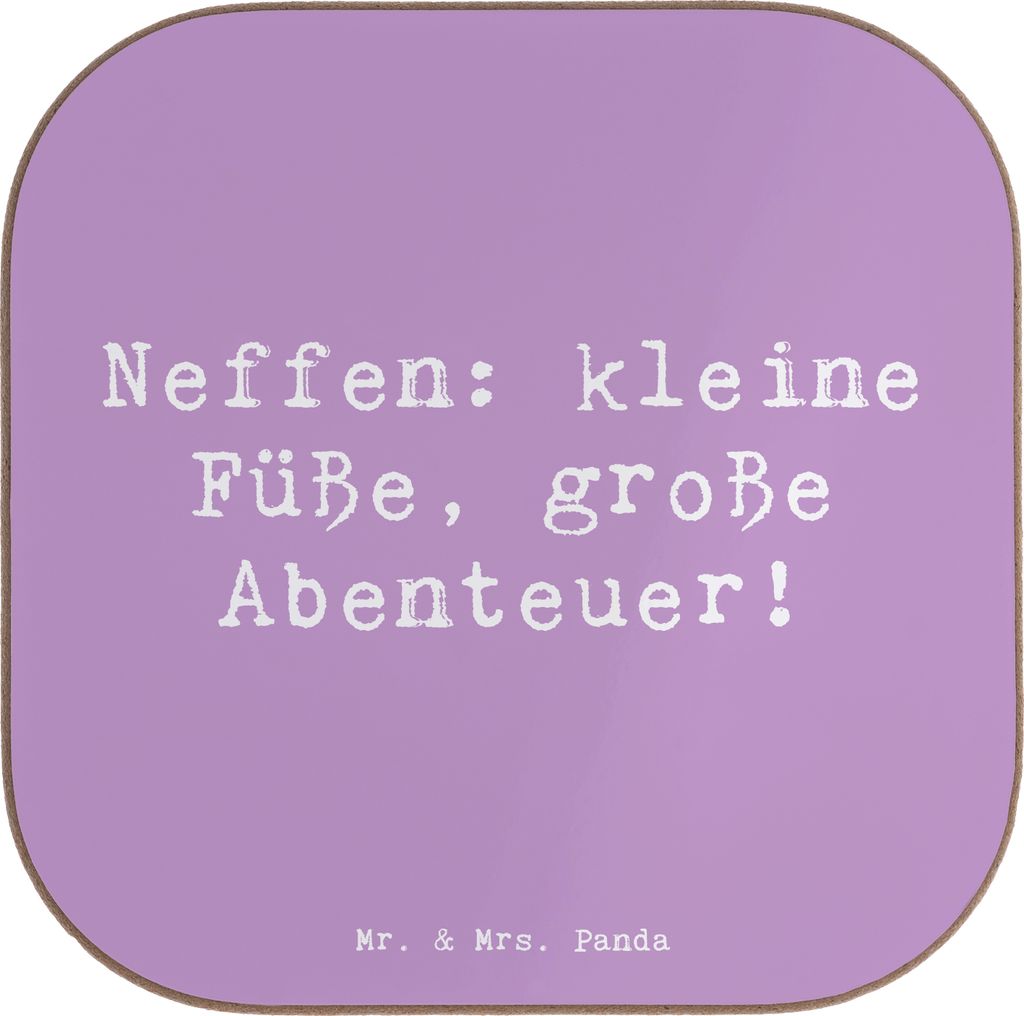 Mr. & Mrs. Panda Untersetzer Glas Spruch Neffe Abenteuer - Lavendeltraum - Geschenk, Bindung, Familienleben, Freude, für Gläser, Tischschoner, Ki...