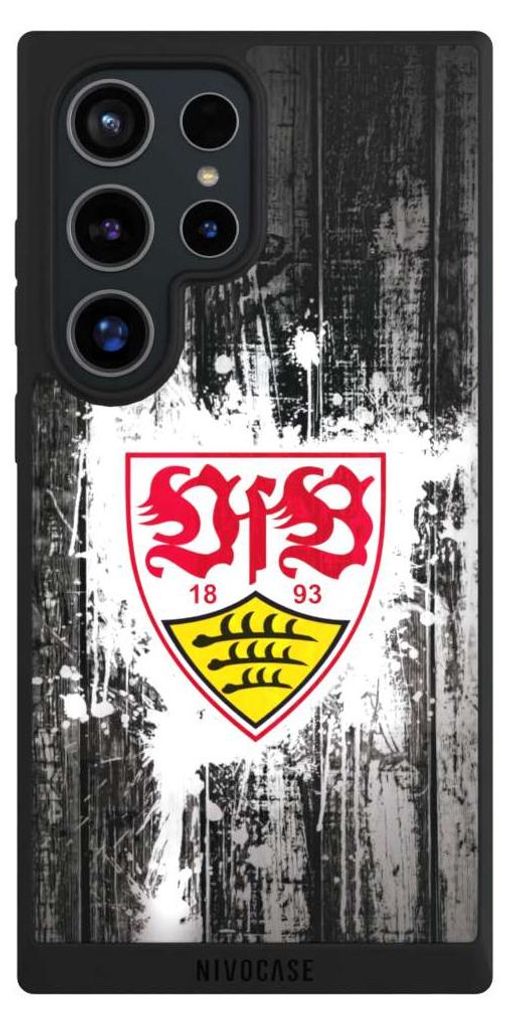 NIVOCASE Handyhülle für Samsung Galaxy S24 Ultra Hülle NIVOpure Case Schwarz Bundesliga Offizielles Lizenzprodukt VfB Stuttgart