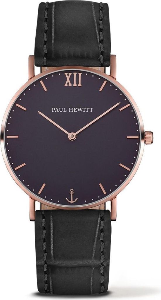 Paul Hewitt Klassische Quarz Uhr phsarstb15m, 39mm Gehäuse, Leder Schwarz, Goldfarben
