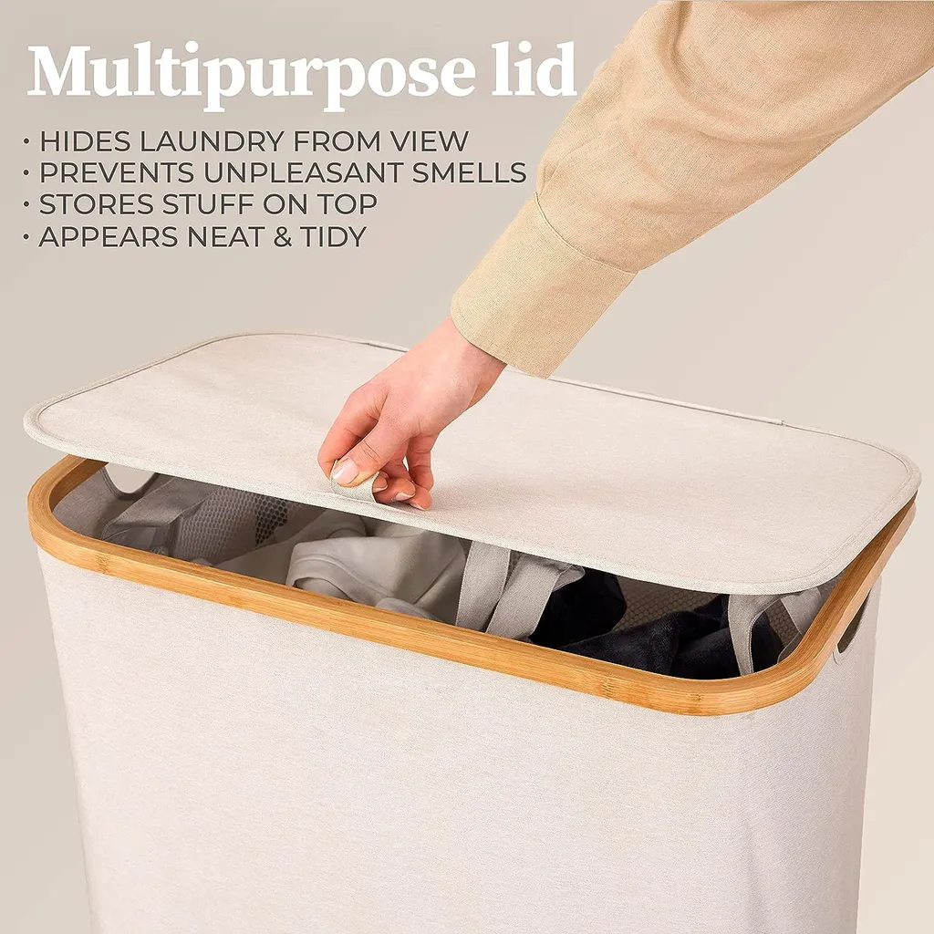 Panier à Linge 140L Anti-Odeurs - Fini le Désordre avec le Tri Double