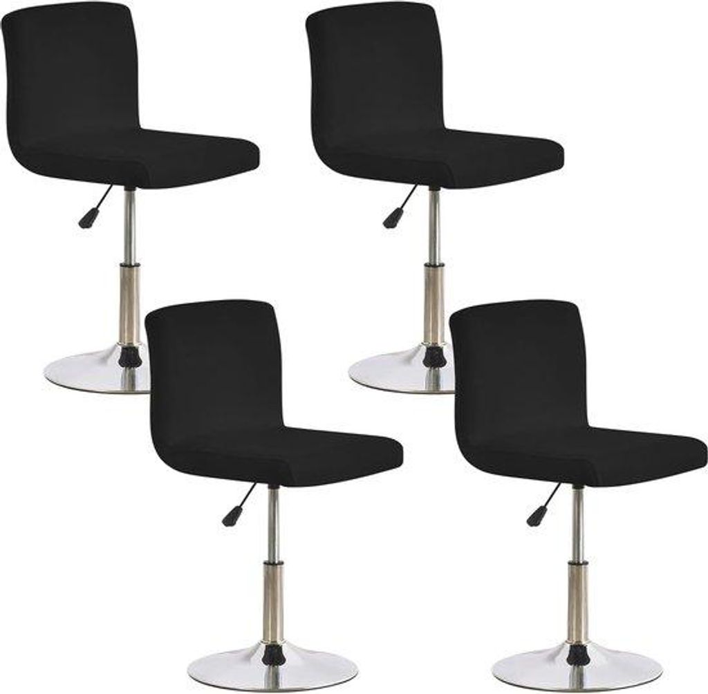 Famanu Stuhlhülle mit Rückenlehne - Stretch, abnehmbar, 4 Stück, schwarz