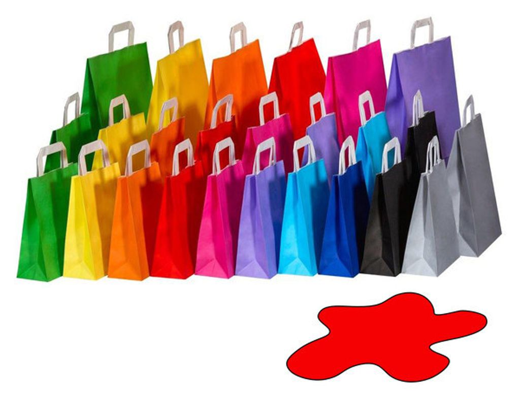 50x Papiertragetaschen Papiertaschen Flachhenkel 18x8x22cm Produktbild 