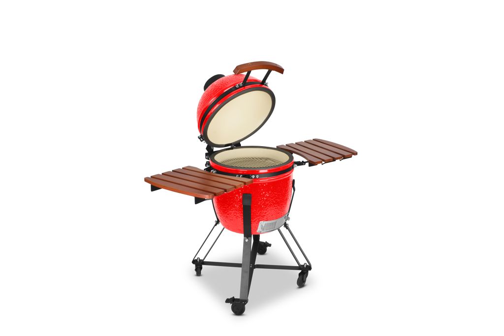 Kamado SE-18 Grill Rot 45cm Grilldurchmesser BBQ Keramik Holzkohlegrill Grill mit Holzkohle