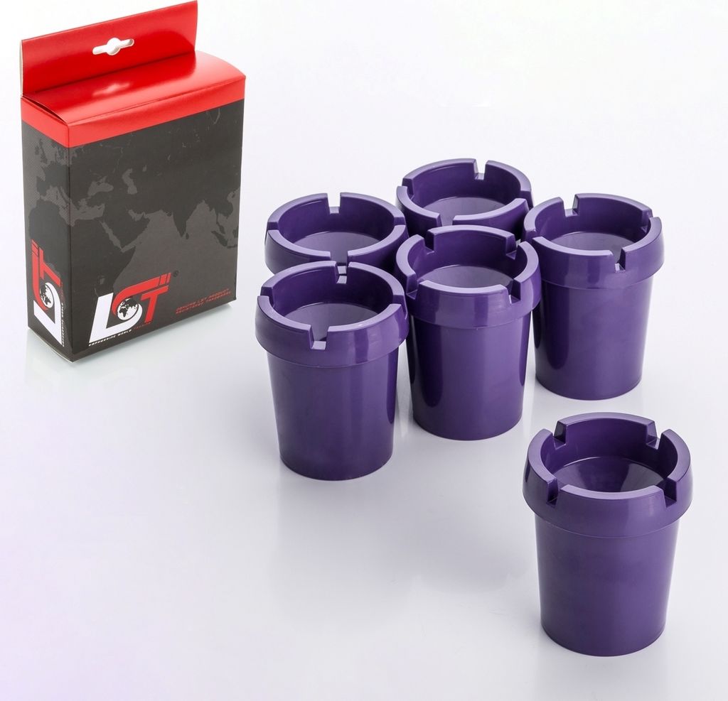 6x Aschenbecher Sturmaschenbecher rauchfrei Getränkehalter lila Kunststoff