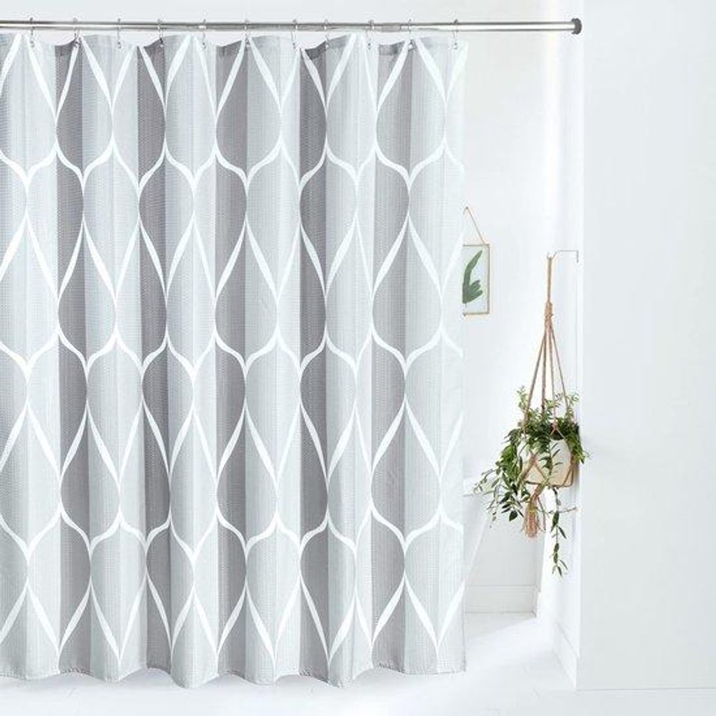 Unyqoos stylischer geometrischer Duschvorhang mit r wasserdichter Textur und Metallbefestigungsringen