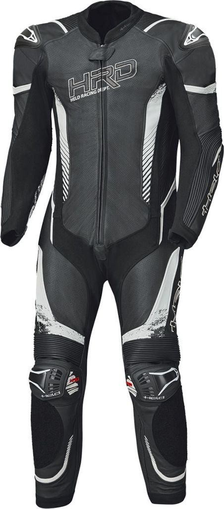 Held Brands Hatch perforierte 1-Teiler Motorrad Lederkombi, schwarz/weiß, 52