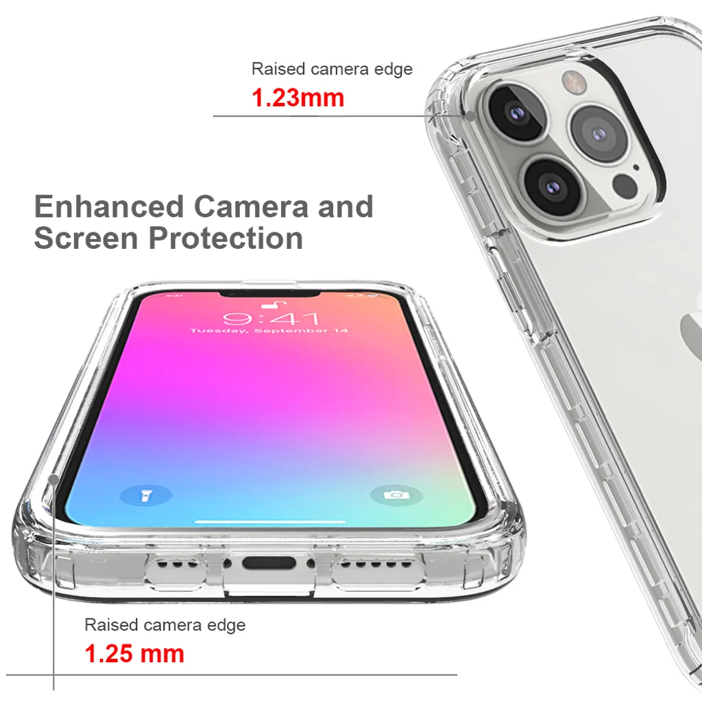 TULLUN Custodia per iPhone 13 Pro Max personalizzata con nome e cuore, trasparente, ibrida, antiurto, in poliuretano termoplastico, cover posteriore rigida, nome inferiore nero