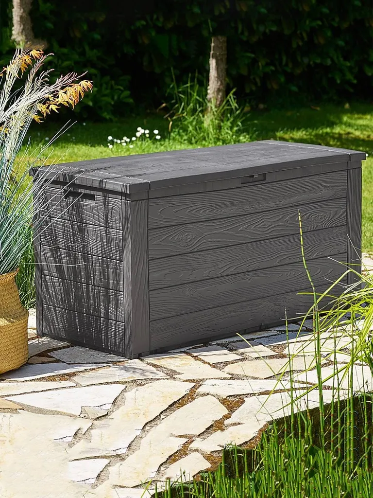 Coffre de rangement jardin anthracite 280 L - 116 x 43 x 55 cm robuste