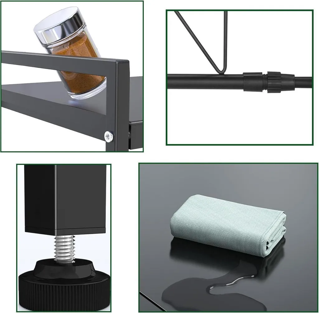 Meuble Rangement Micro-ondes pour Optimiser Petit Espace Cuisine Noir
