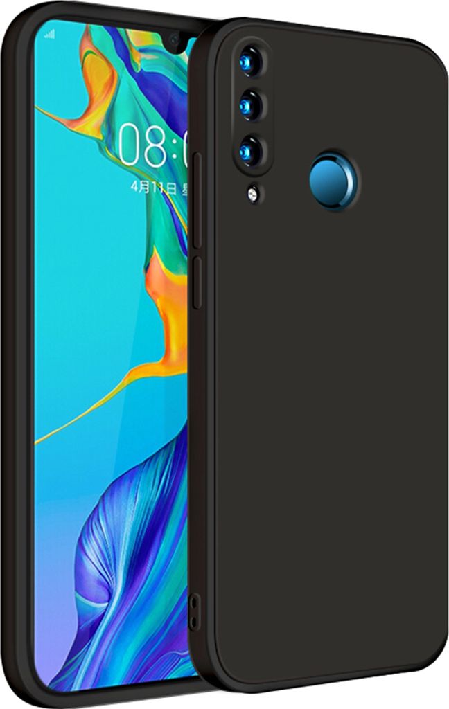 Huawei P30 Lite Hülle, LaimTop Slim Liquid Silikon Gel Gummi Schutzhülle für Huawei P30 Lite Schwarz