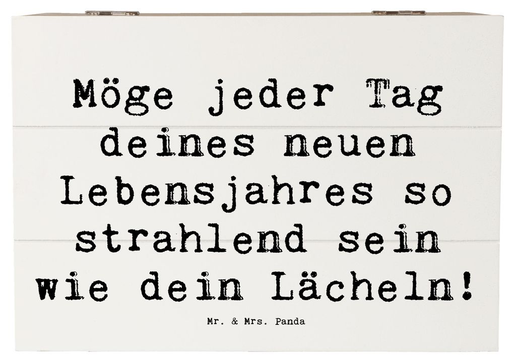 Mr. & Mrs. Panda Holzkiste Spruch 80. Geburtstag Freude 22 x 15 cm - Weiß - Geschenk, feiern, Holztruhe, Jubiläum 80 Jahre, schatztruhe, Truhe, B...