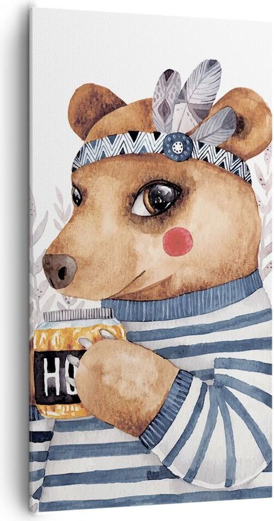 Bild auf Leinwand - Leinwandbild - Einteilig - Anthropomorphisierung Bär Kinder - 65x120cm - Wand Bild - Wanddeko - Wandbilder - Leinwanddruck - B...