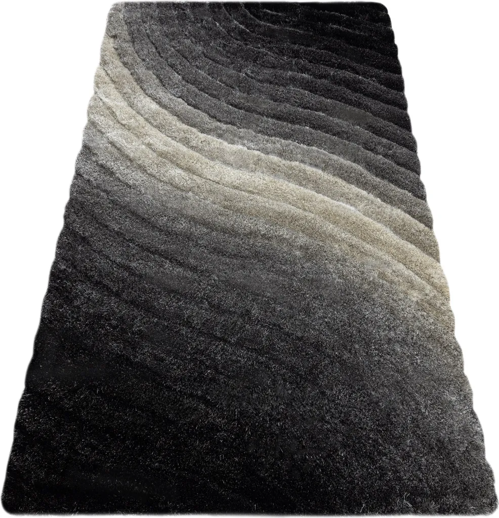 Tapis de salon shaggy gris à motifs vagues Waves FLIM 80x150 cm